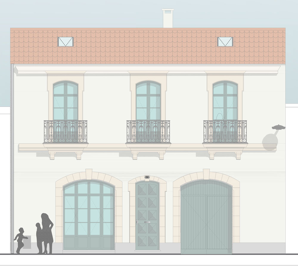 Renovation lourde d'une villa aux Beaux arts, Montpellier, TAUTEM Architecture, vue façade sur rue