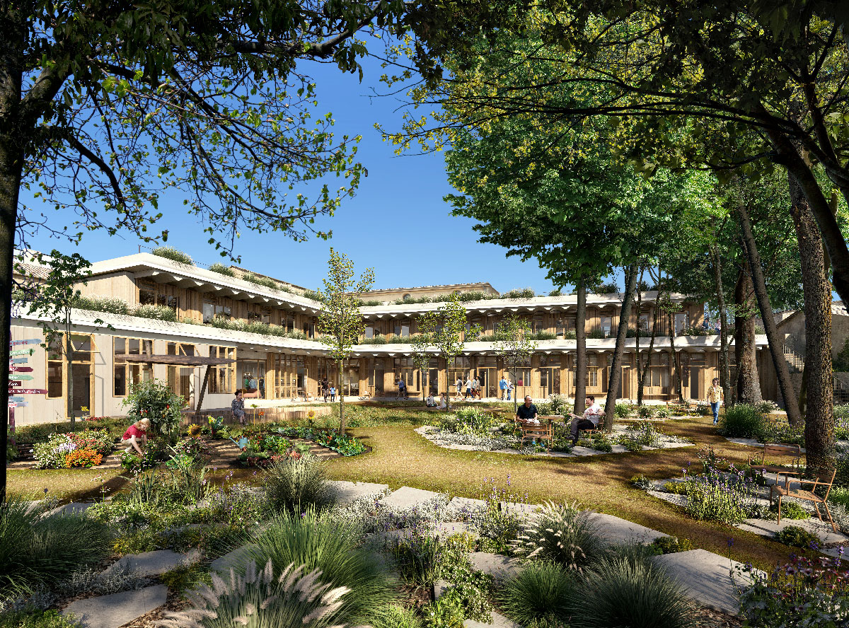 Restructuration et extension du CEIS de Montpellier, TAUTEM Architecture vue du jardin en oasis